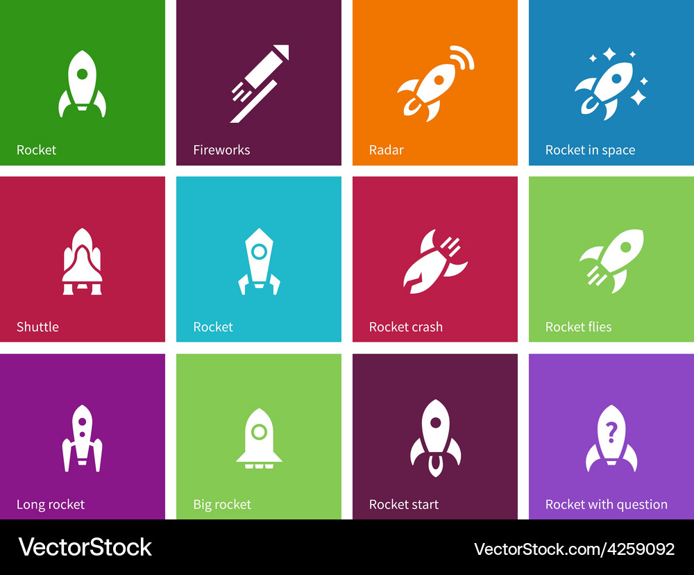 Rocket icons on color background Vector Image