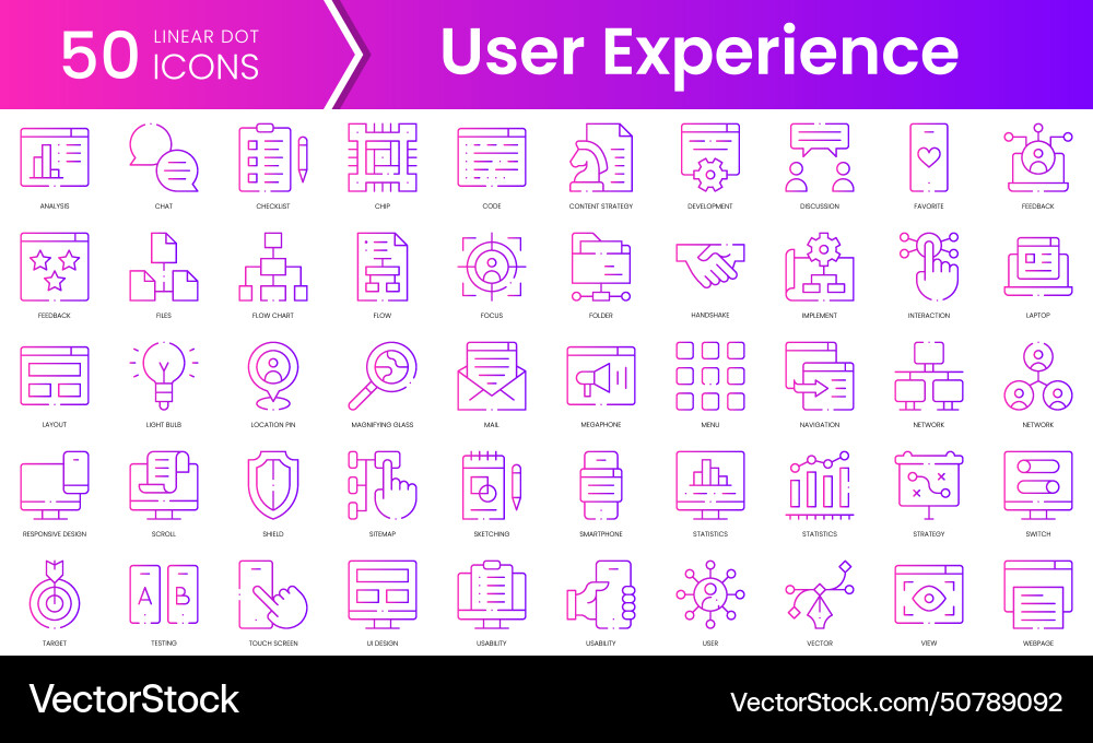 Set of user experience icons gradient style icon Vector Image