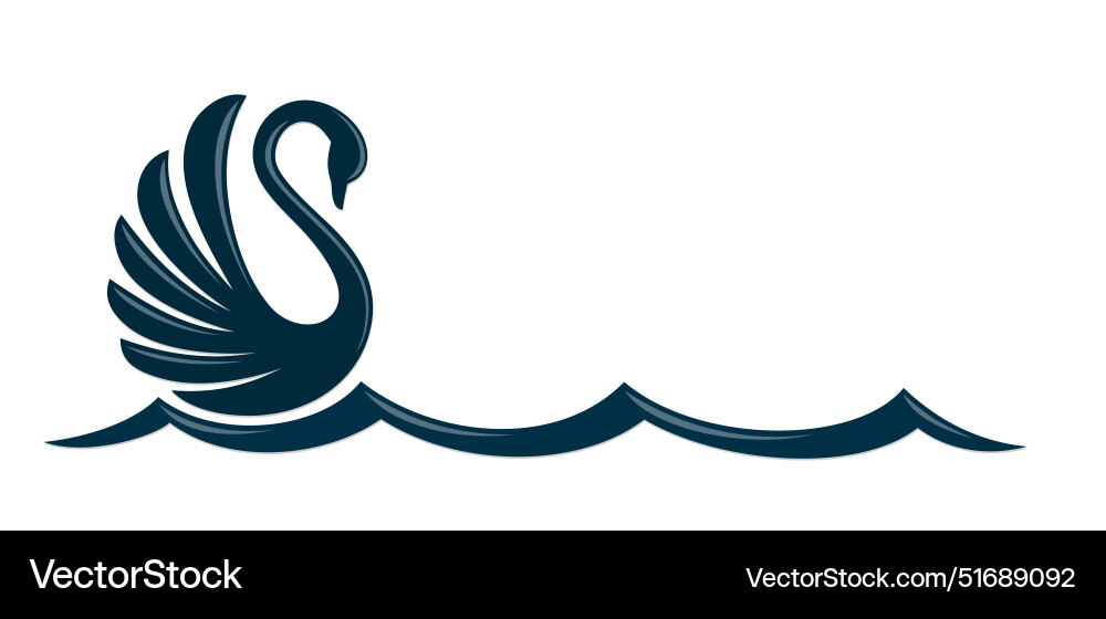 Symbol of swan with wave Vector Image