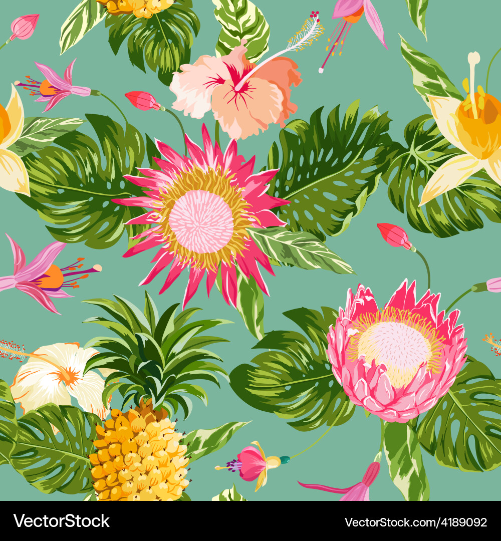 Tropical Floral Seamless Pattern Vector Image
