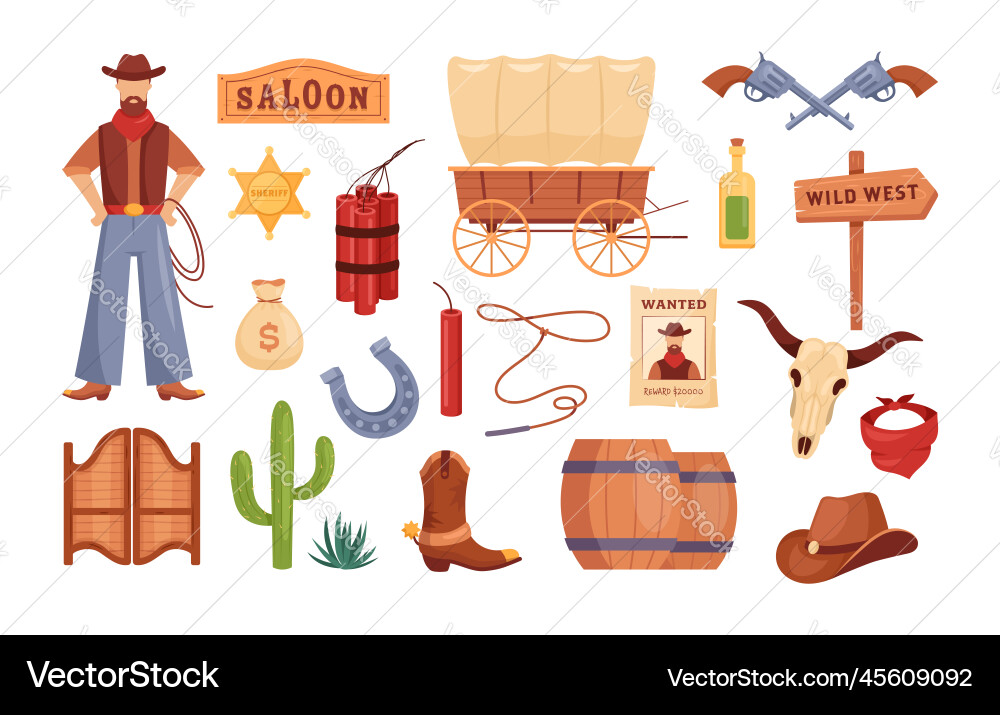 Wild west icons vector image