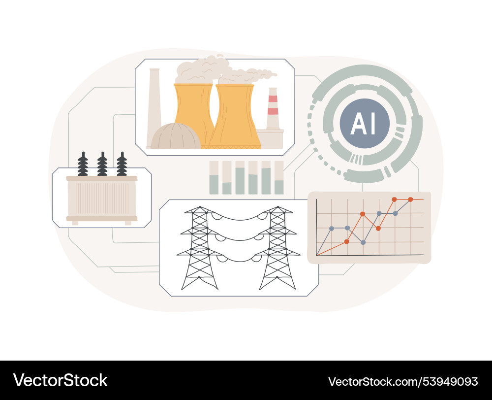 Ai-optimized smart grids abstract concept Ai-optimized smart grids abstract concept Vector Image