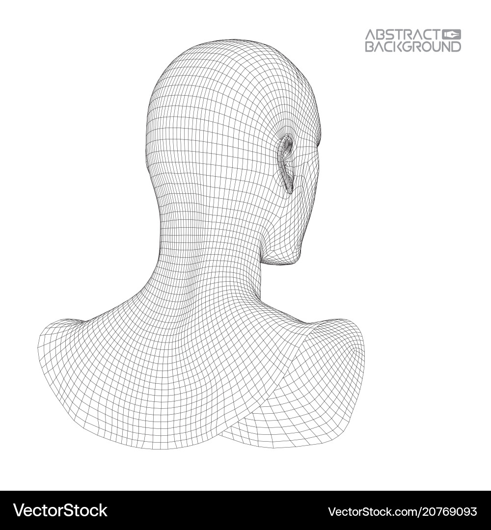 AI Robot Head Wireframe Vector Image