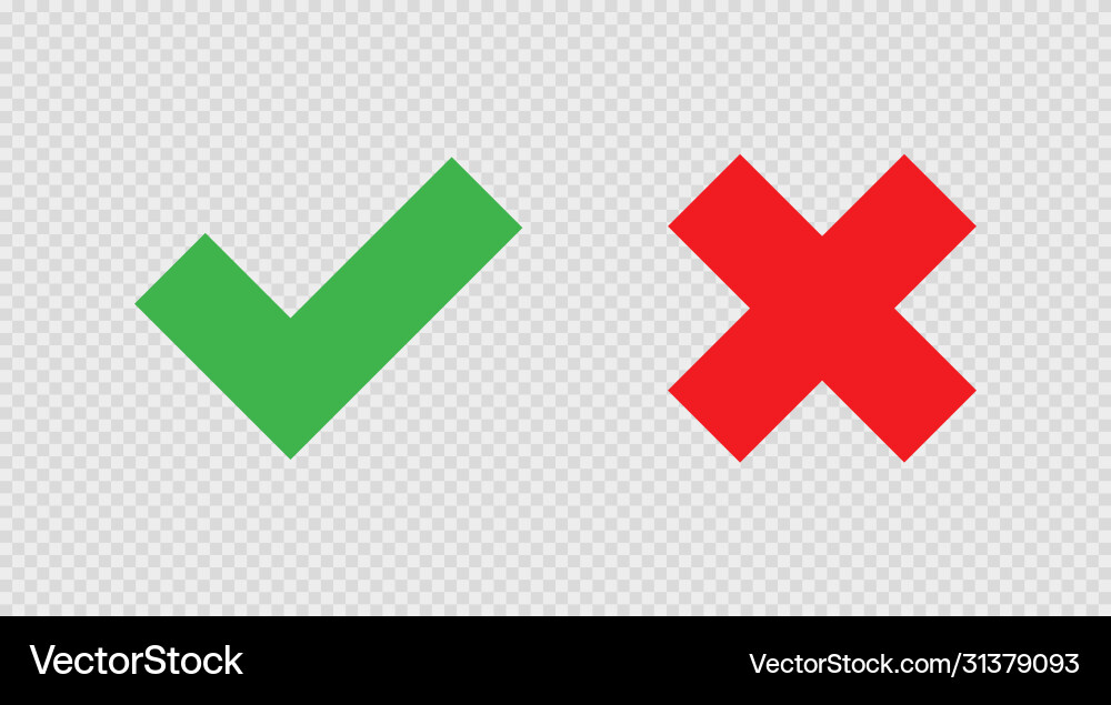 Checkmark and X Mark Icons Vector Image