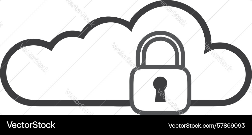 Cloud with padlock symbolizing digital data vector image