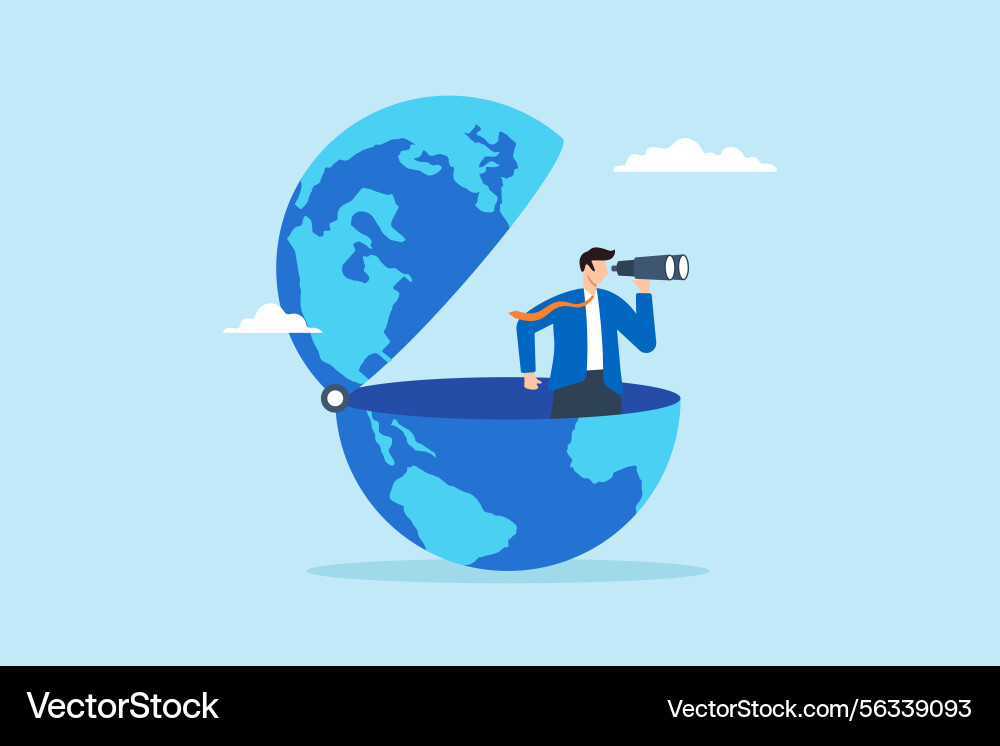 Flat of smart businessman open globe using Flat of smart businessman open globe using vector image
