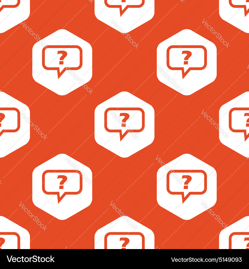 Orange hexagon question pattern vector image