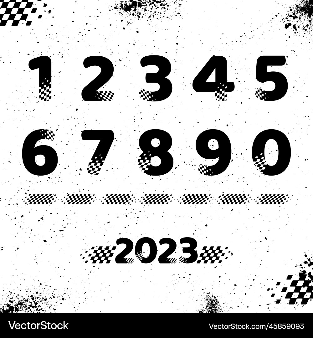 Race checkered flag numbers set Vector Image