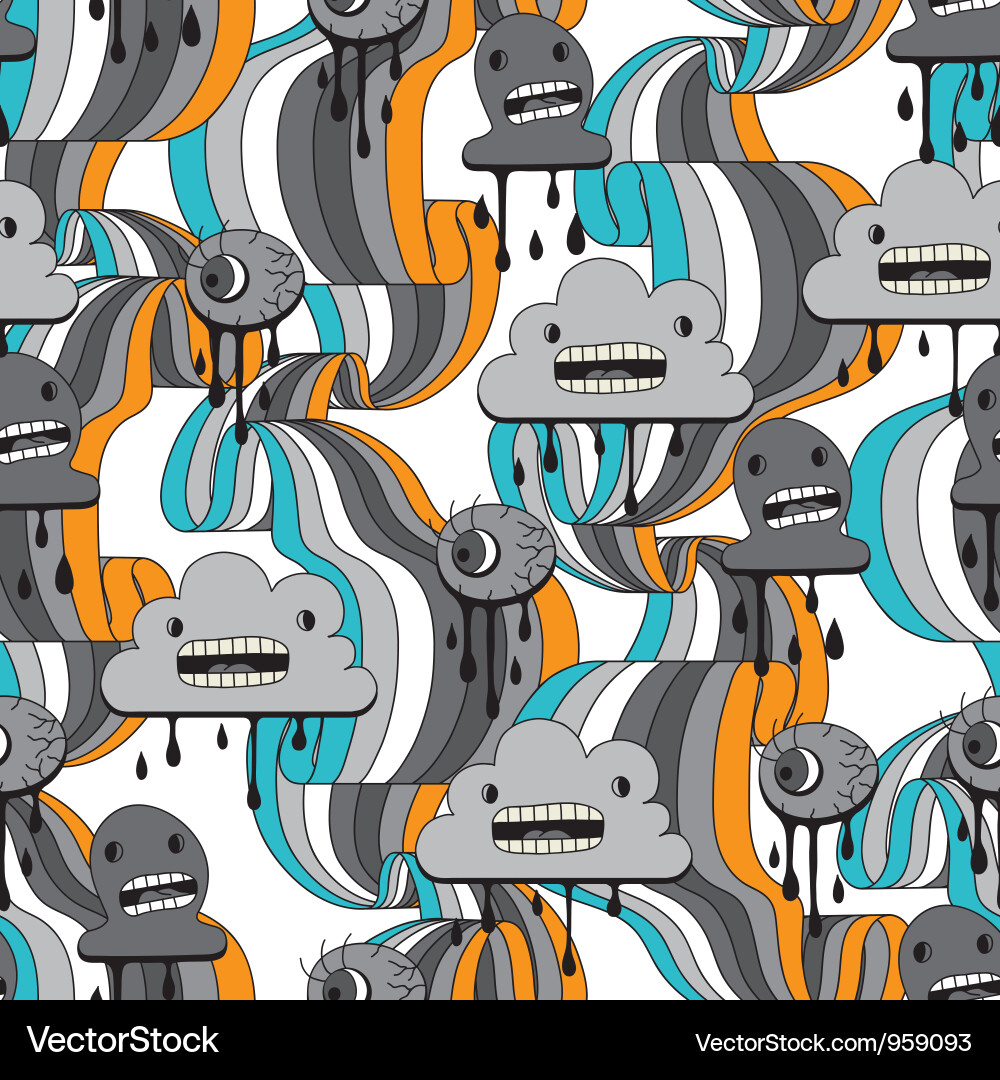 Retro Monsters Seamless Pattern Vector Image