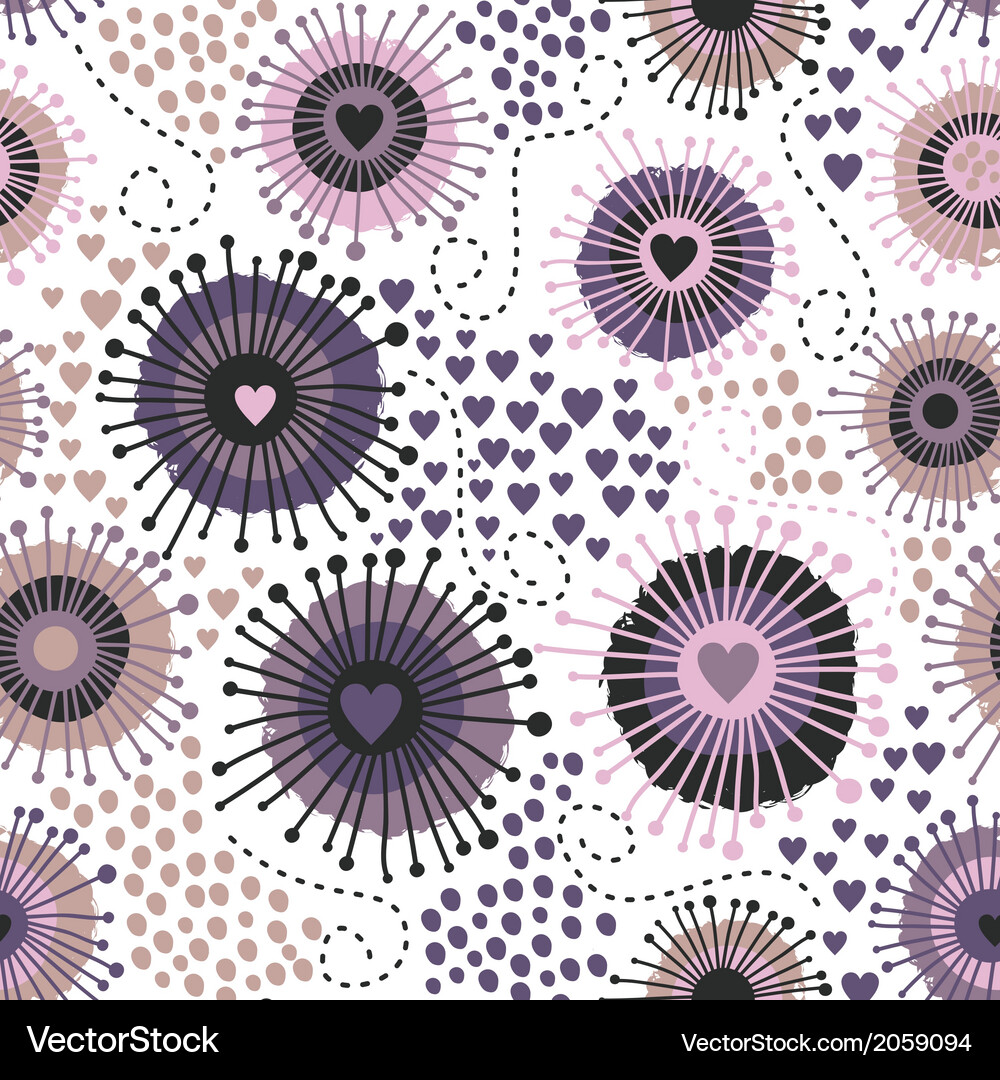 Abstract circles pattern with hearts Vector Image