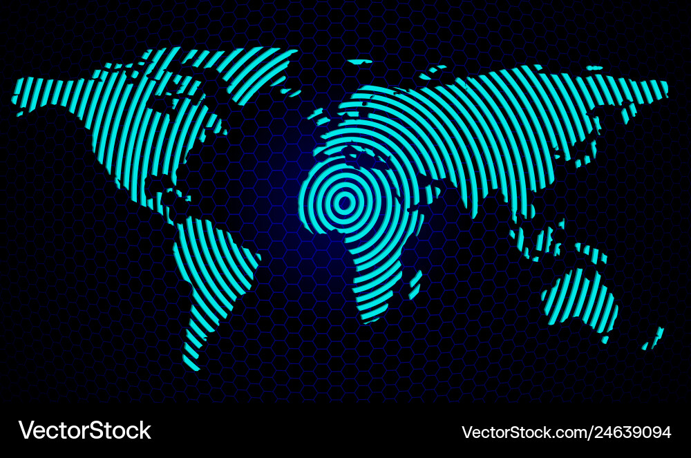 Abstract world map on a background of hexagons Abstract world map on a background of hexagons vector image