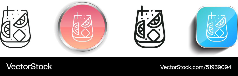 Caipirinha icon thin linear regular and button Caipirinha icon thin linear regular and button vector image