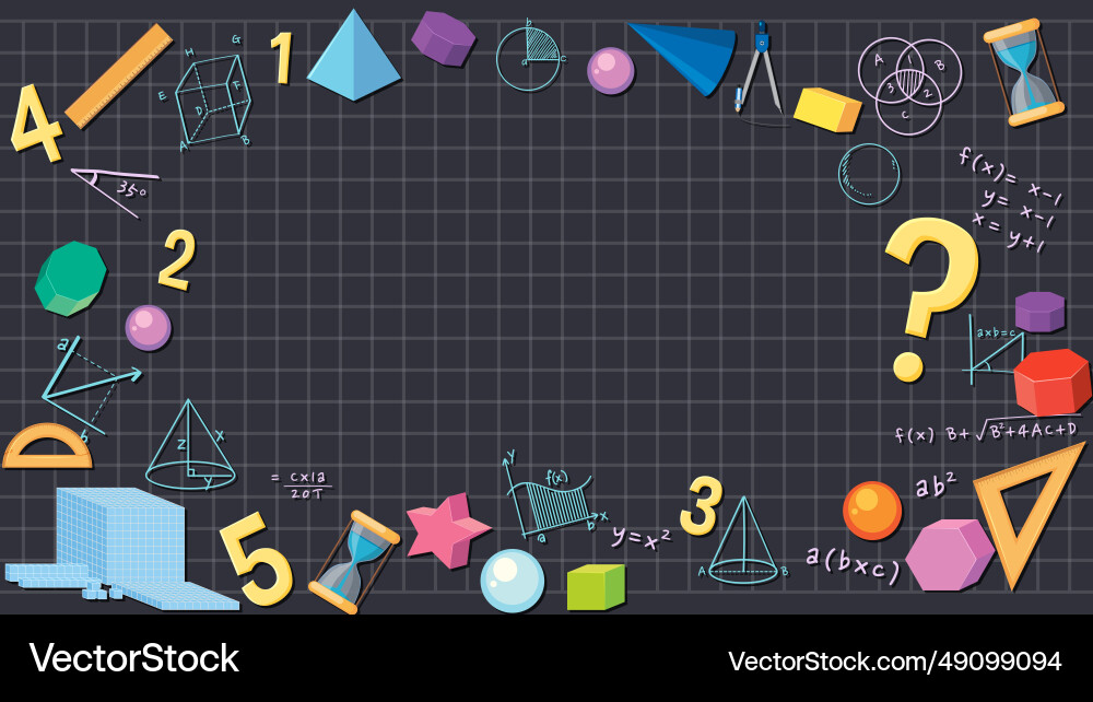 Math tools formula border notebook with checkered vector image