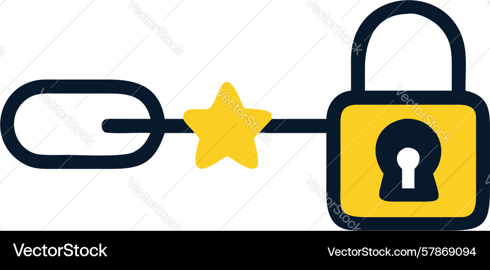 Star-shaped key unlocking secure padlock design vector image