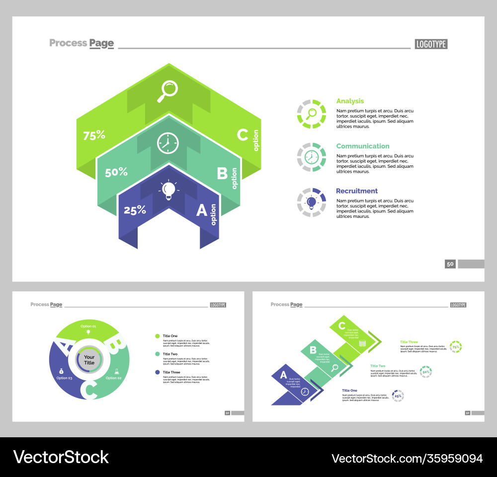 Three consulting slide templates set Three consulting slide templates set Vector Image