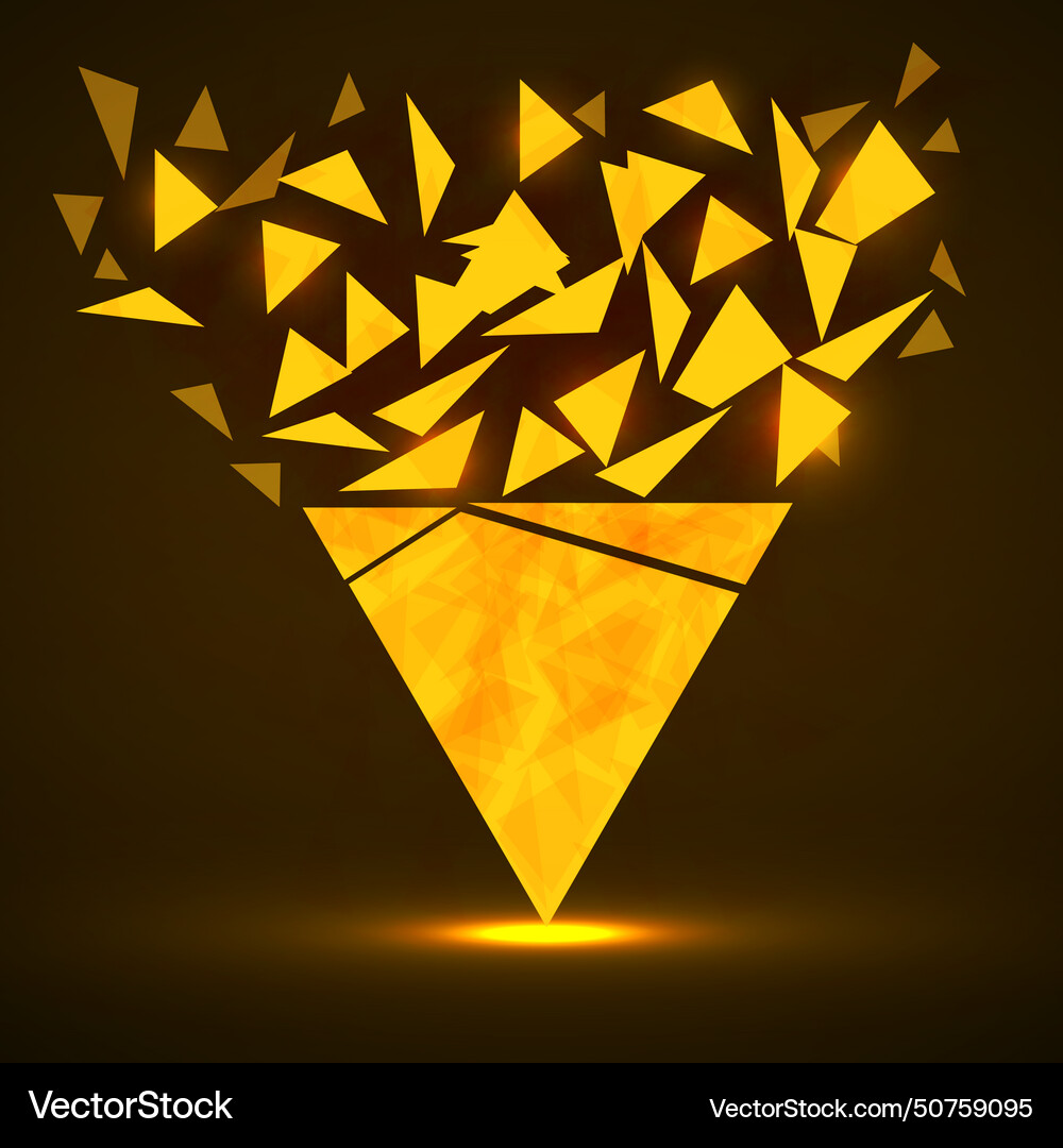 Abstract triangle with explosion on small Vector Image
