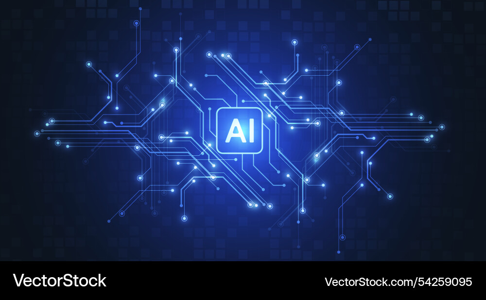 Artificial intelligence chipset on circuit board Artificial intelligence chipset on circuit board vector image