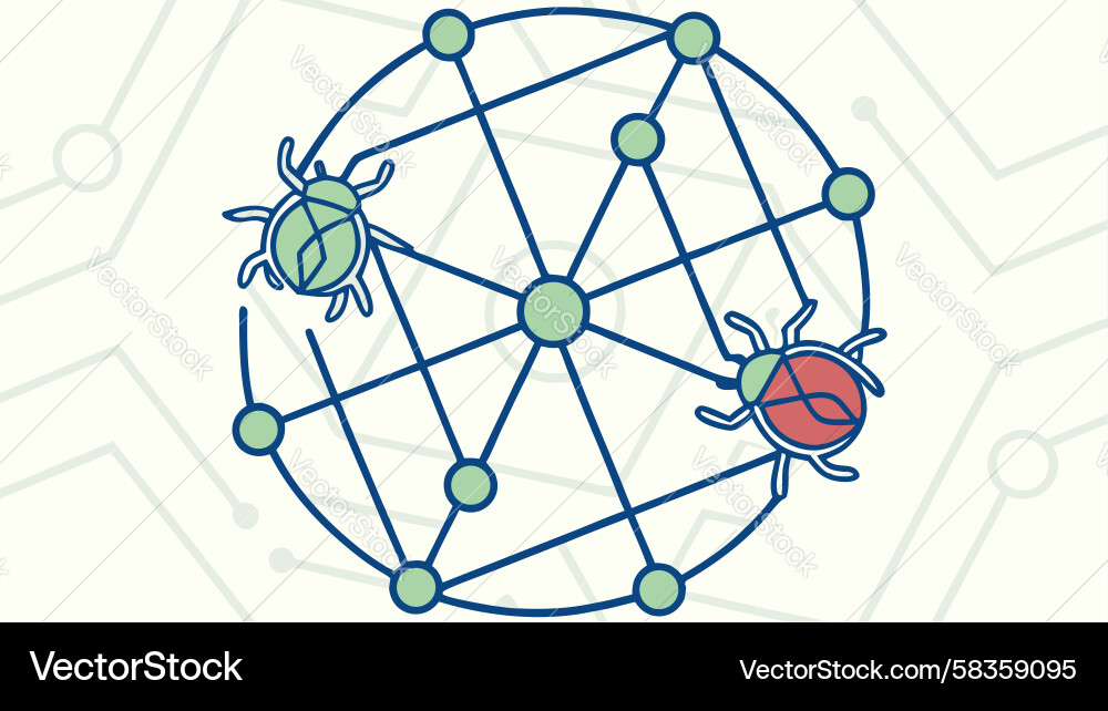 Cybersecurity Network with Threat Detection Vector Image