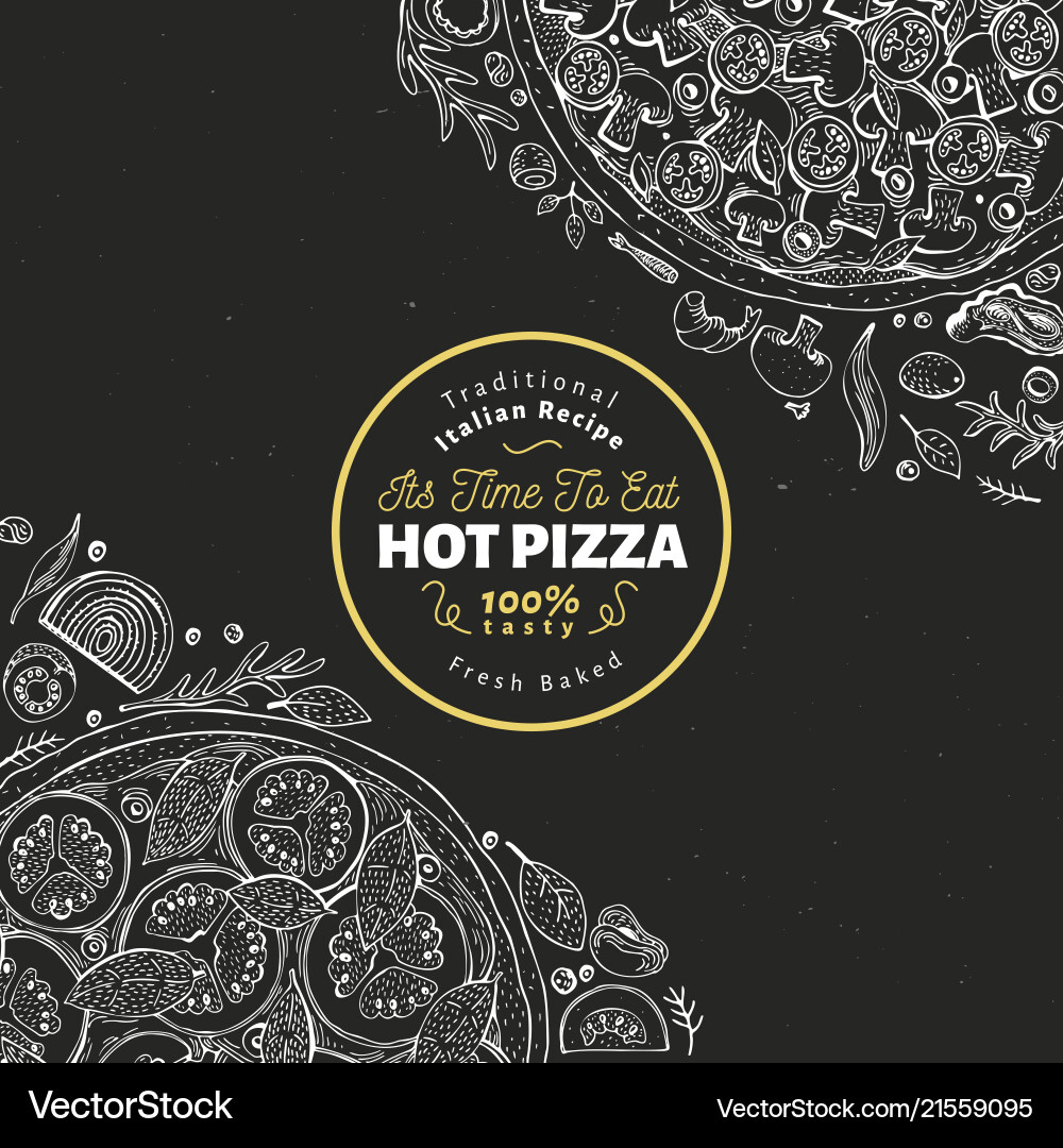 Pizza Design Vorlage Hand gezogen Fast Food Pizza Design Vorlage Hand gezogen Fast Food vektorbild