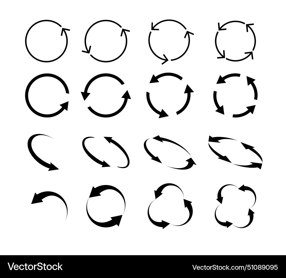 Rotating Circle Arrows - Set of Symbols vector image