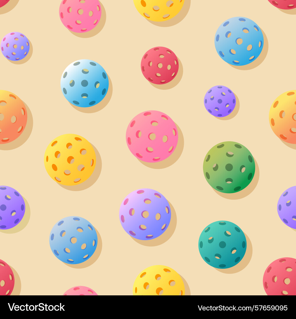 Seamless pattern of colorful pickleballs Vector Image