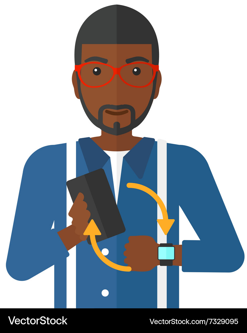 Synchronization of smartphone and smartwatch Vector Image