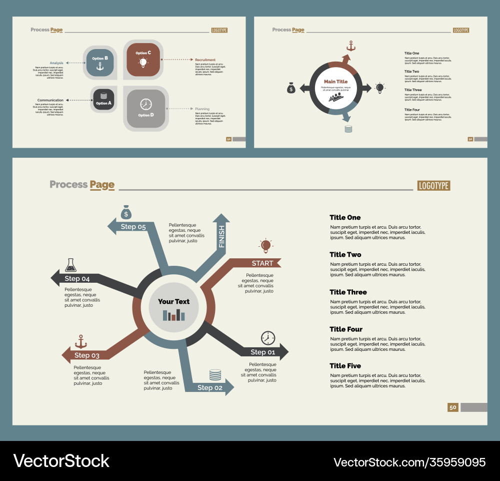 Three consulting slide templates set vector image