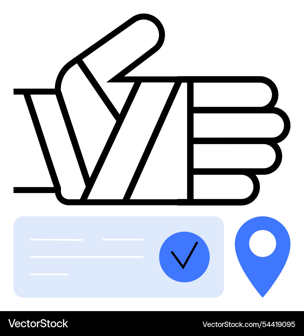 Thumbs up symbol with check mark and location pin Thumbs up symbol with check mark and location pin vector image