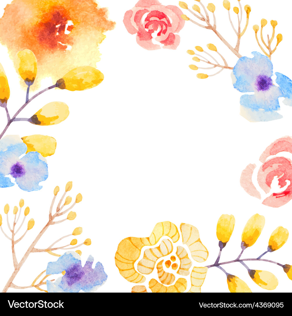 Watercolor Floral Wedding Invitation vector image