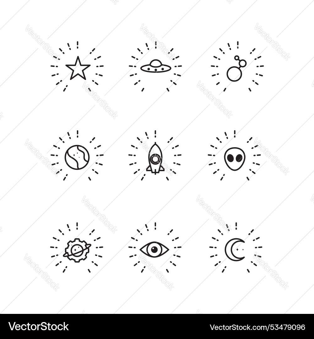 Atmosphere line minimal icons set design Vector Image