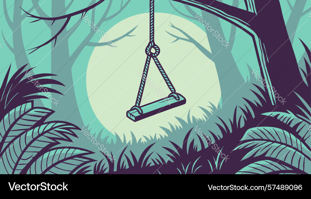 Enchanted swing under a tree with mysterious Vector Image