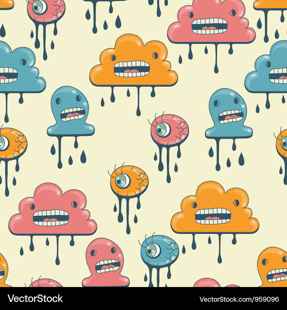 Monsters modern seamless pattern in retro style Vector Image