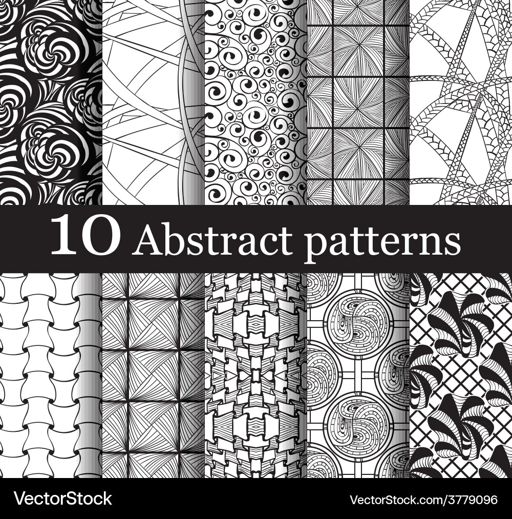 Set of Ten Abstract Patterns vector image