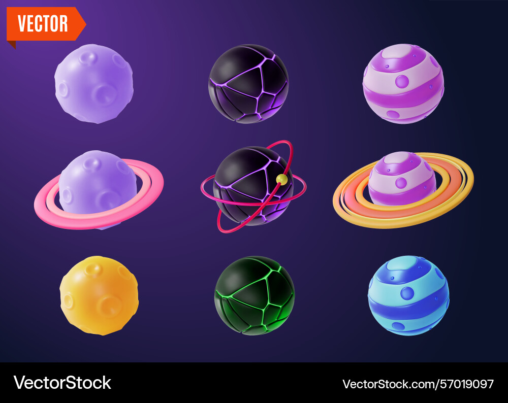 3d space exploration concept different color 3d space exploration concept different color vector image