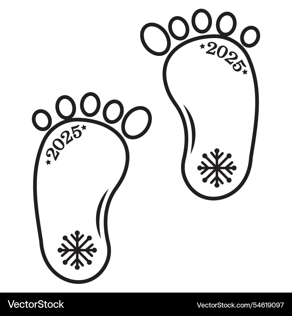 A footprint with snowflake image Vector Image