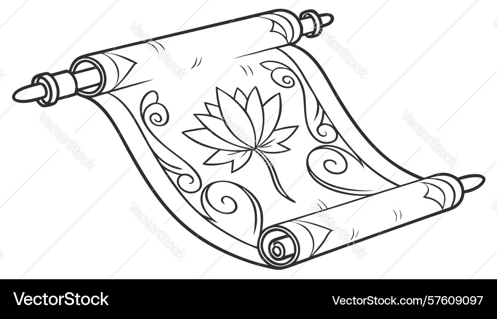 Abstract scroll with floral and feather elements Vector Image