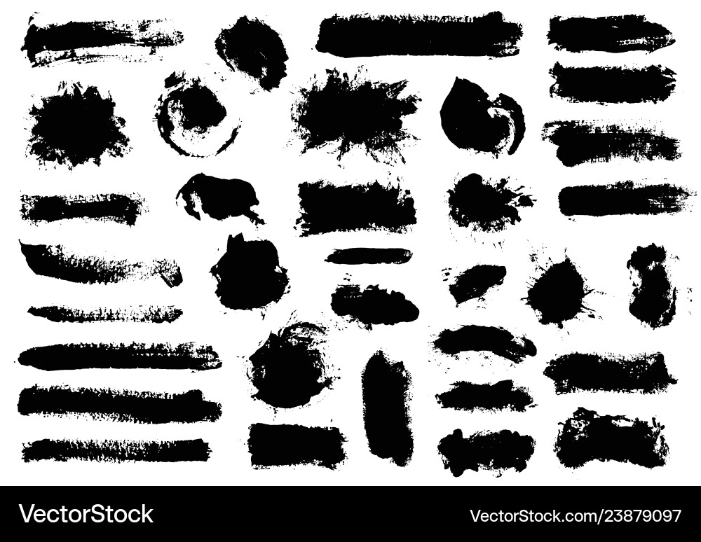 Brush Strokes & Paint Splatter Set vector image