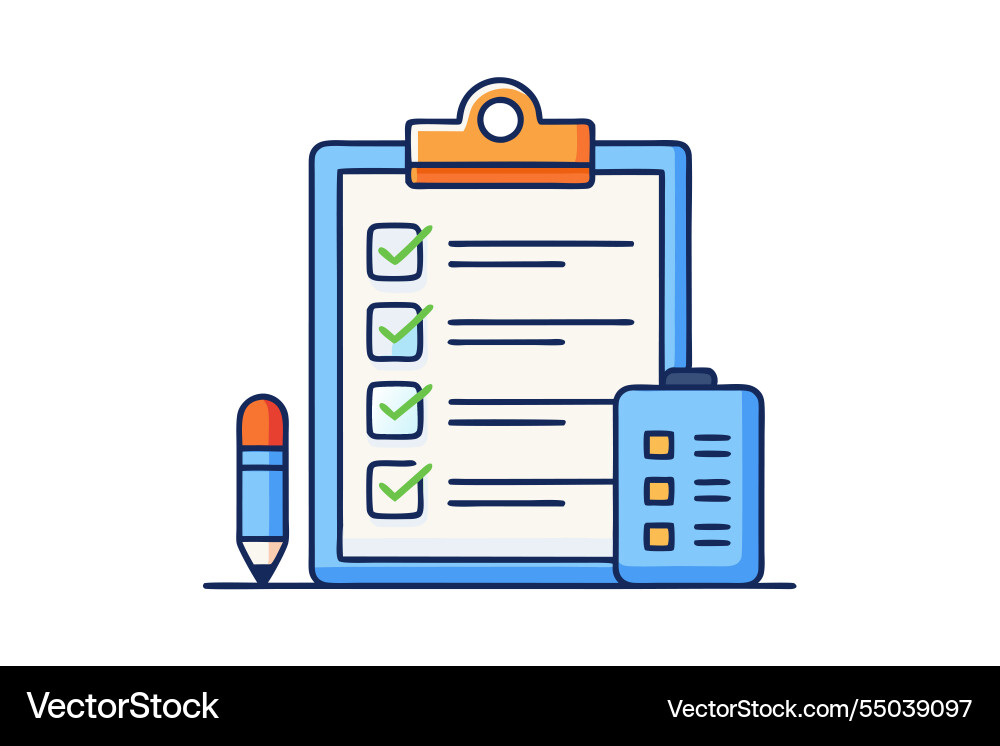 Checklist with green check marks and blank tasks Checklist with green check marks and blank tasks vector image