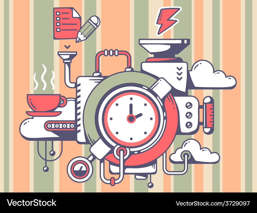 Clockwork Mechanism with Icons Vector Image