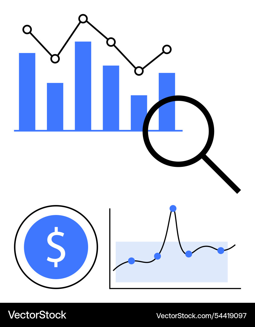 Data analysis and financial insights with graphs Data analysis and financial insights with graphs vector image