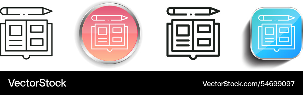 Homework icon thin linear regular and button Homework icon thin linear regular and button Vector Image