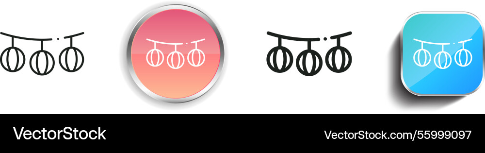 Lanterns icon thin linear regular and button Lanterns icon thin linear regular and button vector image