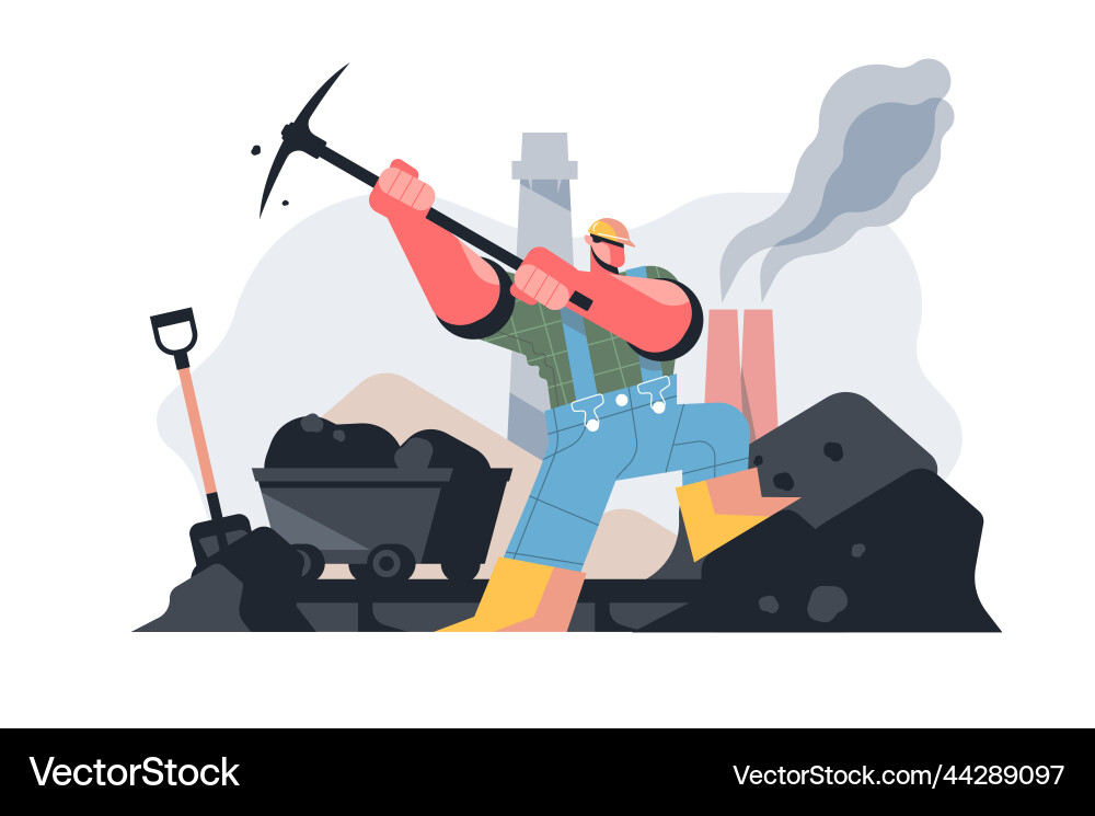 Miner character with pickaxe Miner character with pickaxe vector image