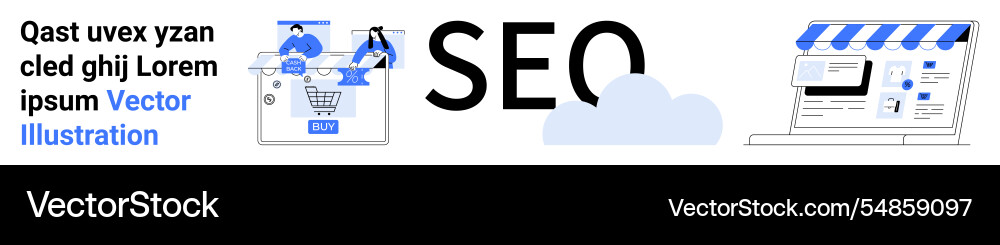 Seo strategies with a computer and online shopping Vector Image