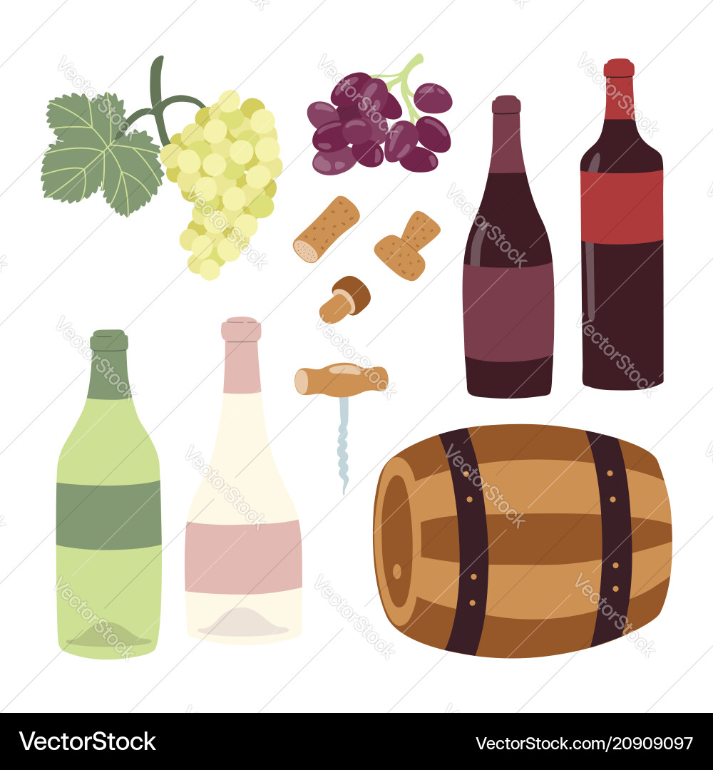Winemaking hand drawing set wine bottles grape Winemaking hand drawing set wine bottles grape vector image