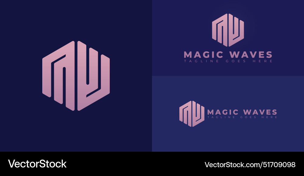 Abstract initial hexagon letters mw or wm logo Vector Image