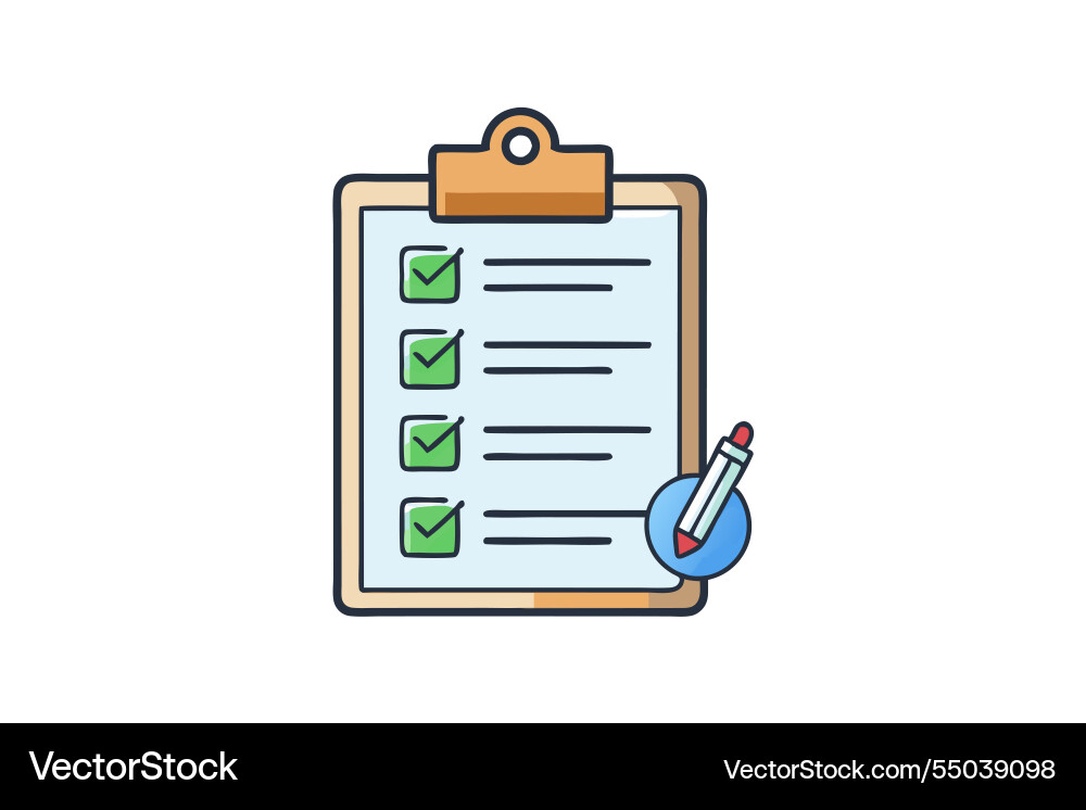 Checklist with check marks on clipboard vector image