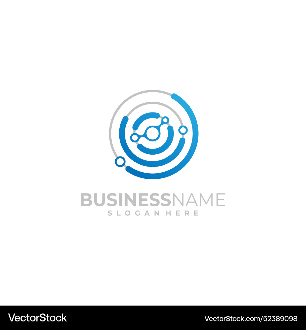 Circuit circle tech logo line connection concept Vector Image