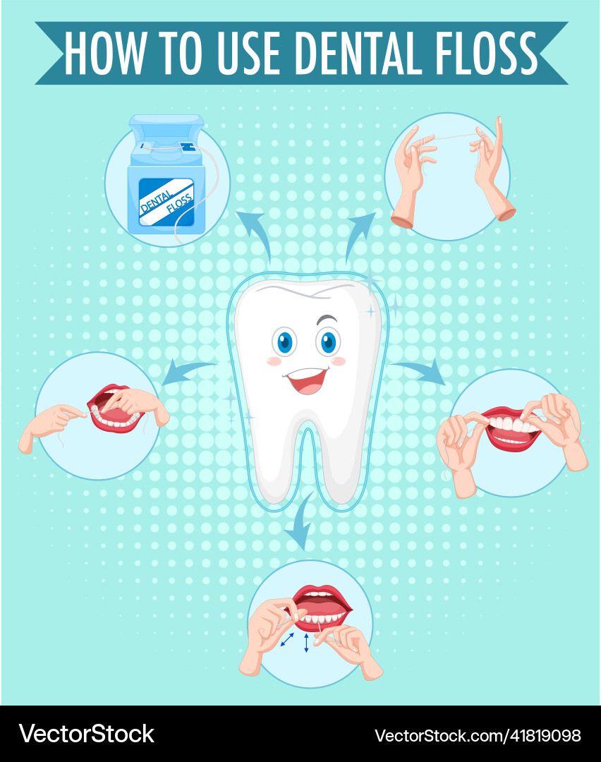 Clean tooth and process of flossing Clean tooth and process of flossing vector image