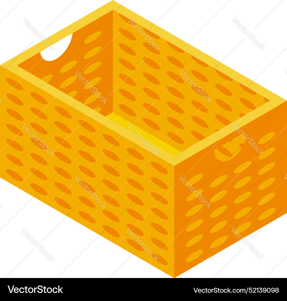 Empty rectangular wicker basket standing on corner Empty rectangular wicker basket standing on corner vector image